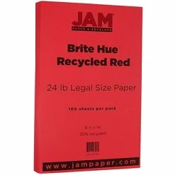 Best Sale 💯 JAM Paper® Smooth Colored Paper, 24 Lbs., 8.5" X 14", Red Recycled, 100 Sheets/Pack (101337) ✔️