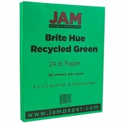 Best reviews of 🥰 JAM Paper® Smooth Colored Paper, 24 Lbs., 8.5 X 11, Green Recycled, 50 Sheets/Pack (104083A) 🤩