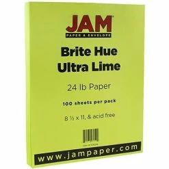 Best deal ❤️ JAM Paper® Smooth Colored Paper, 24 Lbs., 8.5" X 11", Ultra Lime Green, 100 Sheets/Pack (104034) 😉