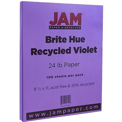 Deals 🌟 JAM Paper® Smooth Colored Paper, 24 Lbs., 8.5" X 11", Violet Purple Recycled, 100 Sheets/Pack (102129) 🎁
