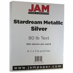 Coupon ⭐ JAM Paper Metallic Colored Paper, 32 Lbs., 8.5" X 11", Silver Stardream, 100 Sheets/Pack (173SD8511SI120) 🎉