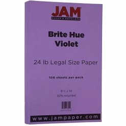 Discount ⌛ JAM Paper® Smooth Colored Paper, 24 Lbs., 8.5" X 14", Violet Purple Recycled, 100 Sheets/Pack (16728248) 👍