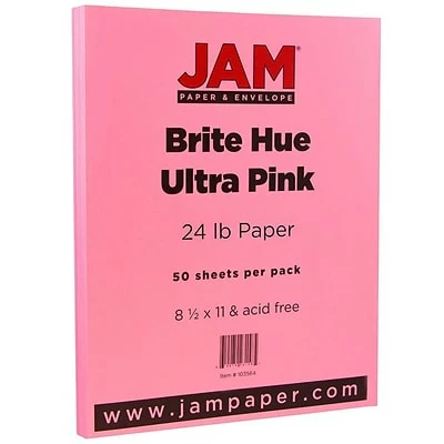 Coupon ⌛ JAM Paper® Smooth Colored Paper, 24 Lbs., 8.5" X 11", Ultra Pink, 100 Sheets/Pack (103564) ✔️ - Image 3