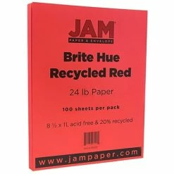 Cheap 🎉 JAM Paper® Smooth Colored Paper, 24 Lbs., 8.5" X 11", Red Recycled, 100 Sheets/Pack (151023) 😉