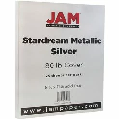 Deals 💯 JAM Paper Metallic Colored Paper, 32 Lbs., 8.5" X 11", Silver Stardream, 25 Sheets/Pack (173SD8511SI120B) ✨