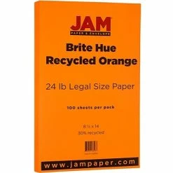 Coupon ✨ JAM Paper® Smooth Colored Paper, 24 Lbs., 8.5" X 14", Orange Recycled, 100 Sheets/Pack (103689) ⭐