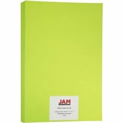Hot Sale 🔔 JAM Paper® Matte Colored Paper, 24 Lbs., 11" X 17", Ultra Lime Green, 100 Sheets/Pack (16728460) 🥰