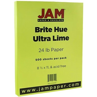 Best Pirce ✨ JAM Paper® Smooth Colored Paper, 24 Lbs., 8.5" X 11", Ultra Lime Green, 500 Sheets/Ream (104034B) 😍