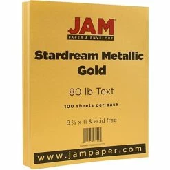 Best Sale 🌟 JAM Paper Metallic Colored Paper, 32 Lbs., 8.5" X 11", Gold Stardream, 100 Sheets/Pack (173SD8511GO120) ❤️