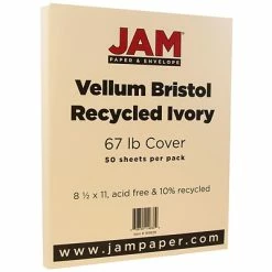 Budget ❤️ Card Stock JAM Paper Vellum Bristol 67 Lb. Cardstock Paper, 8.5" X 11", Ivory, 50 Sheets/Pack (169828) 😀