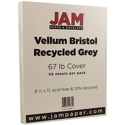 Buy ⭐ Card Stock JAM Paper Vellum Bristol 67 Lb. Cardstock Paper, 8.5" X 11", Gray, 50 Sheets/Pack (169827) 😍