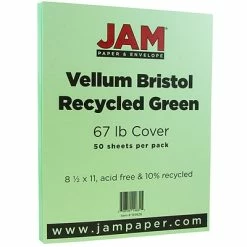 Buy 🤩 Card Stock JAM Paper Vellum Bristol 67 Lb. Cardstock Paper, 8.5" X 11", Green, 50 Sheets/Pack (169826) ❤️