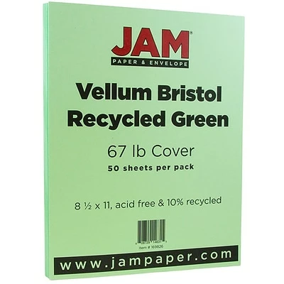 Buy 🤩 Card Stock JAM Paper Vellum Bristol 67 Lb. Cardstock Paper, 8.5" X 11", Green, 50 Sheets/Pack (169826) ❤️
