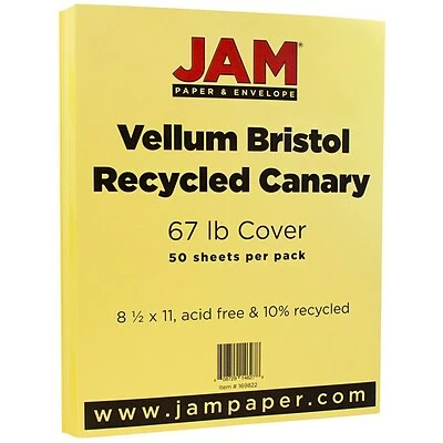 Top 10 ✨ Card Stock JAM Paper Vellum Bristol 67 Lb. Cardstock Paper, 8.5" X 11", Canary Yellow, 50 Sheets/Pack (169822) 🧨