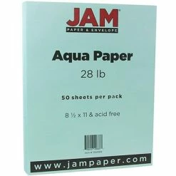 Hot Sale 👍 JAM Paper Matte Colored Paper, 28 Lbs., 8.5" X 11", Aqua Blue, 50 Sheets/Pack (1524369) 👏