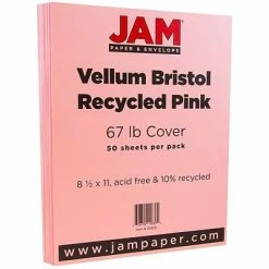 Cheapest 😉 Card Stock JAM Paper Vellum Bristol 67 Lb. Cardstock Paper, 8.5" X 11", Pink, 50 Sheets/Pack (169831) 🛒