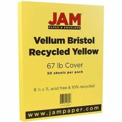 Brand new 🌟 Card Stock JAM Paper Vellum Bristol 67 Lb. Cardstock Paper, 8.5" X 11", Yellow, 50 Sheets/Pack (169838) 👏