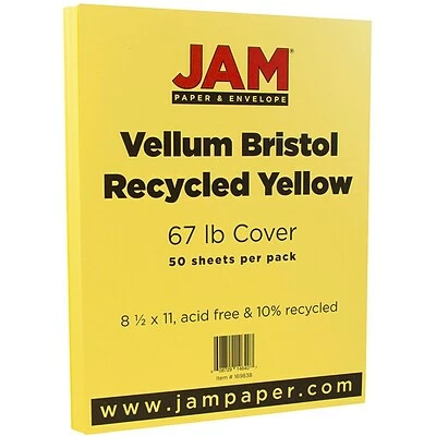 Brand new 🌟 Card Stock JAM Paper Vellum Bristol 67 Lb. Cardstock Paper, 8.5" X 11", Yellow, 50 Sheets/Pack (169838) 👏