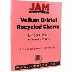Buy 🌟 Card Stock JAM Paper Vellum Bristol 67 Lb. Cardstock Paper, 8.5" X 11", Cherry Red, 50 Sheets/Pack (169823) 🔥