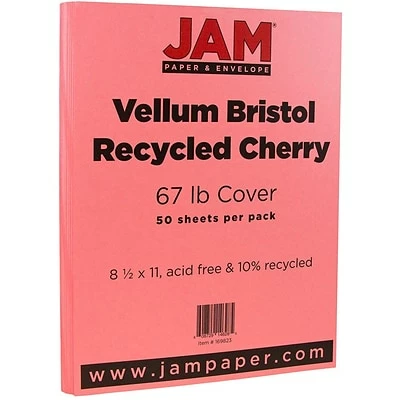 Buy 🌟 Card Stock JAM Paper Vellum Bristol 67 Lb. Cardstock Paper, 8.5" X 11", Cherry Red, 50 Sheets/Pack (169823) 🔥