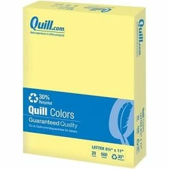 Best Pirce 👍 Colored Paper Quill Brand® 30% Recycled Multipurpose Paper, 20 Lbs., 8.5" X 11", Canary Yellow, 500 Sheets/Ream (720563) 🔔