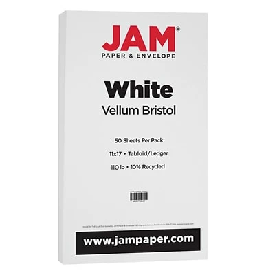 Cheapest 🎉 Card Stock JAM Paper Extra Heavyweight 110 Lb. Cardstock Paper, 11" X 17", White, 50 Sheets/Pack (16934189) 👍