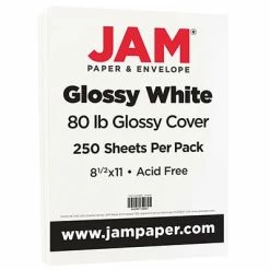 Flash Sale 👏 Jam® Glossy Cardstock Paper JAM Paper 80 Lb. Cardstock Paper, 8.5" X 11", White Glossy, 250 Sheets/Pack (1034702) 🛒