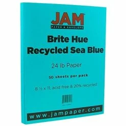 Cheapest 😍 JAM Paper® Smooth Colored Paper, 24 Lbs., 8.5 X 11, Sea Blue Recycled, 50 Sheets/Pack (102657A) 😀