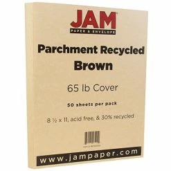 Best Pirce 👍 Jam® Parchment Recycled Cover Cardstock JAM Paper Parchment 65 Lb. Cardstock Paper, 8.5" X 11", Light Brown, 50 Sheets/Pack (96700100) 🤩