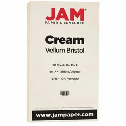 Buy ⭐ Jam® Vellum Translucent Cardstock JAM Paper Vellum Bristol 67 Lb. Cardstock Paper, 11" X 17", Crème Ivory, 50 Sheets/Pack (16932833) 🔥