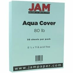 Coupon 🔔 Card Stock JAM Paper 80 Lb. Cardstock Paper, 8.5" X 11", Aqua Blue, 50 Sheets/Pack (1524370) 😉