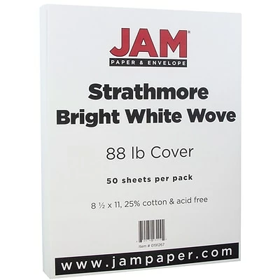 Top 10 🛒 Jam® Strathmore Cover Cardstock JAM Paper Strathmore 80 Lb. Cardstock Paper, 8.5" X 11", Bright White, 50 Sheets/Pack (191267) 🔔