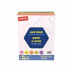 Best Sale ⌛ Card Stock Staples 65 Lb. Cardstock Paper, 8.5" X 11", Assorted Colors, 400 Sheets/Pack (25496) 💯
