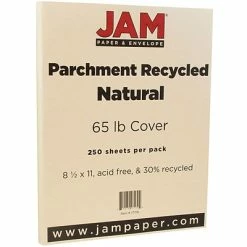 Cheap 🎉 Jam® Parchment Recycled Cover Cardstock JAM Paper Parchment 65 Lb. Cardstock Paper, 8.5" X 11", Natural, 250 Sheets/Ream (171116B) ✔️