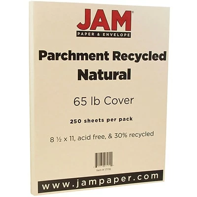 Cheap 🎉 Jam® Parchment Recycled Cover Cardstock JAM Paper Parchment 65 Lb. Cardstock Paper, 8.5" X 11", Natural, 250 Sheets/Ream (171116B) ✔️