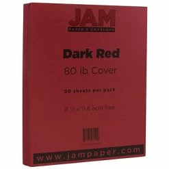 Promo 🤩 Jam® Texture Cover Cardstock JAM Paper 80 Lb. Cardstock Paper, 8.5" X 11", Dark Red, 50 Sheets/Pack (46395837) 😍