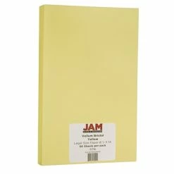 Hot Sale 🧨 Jam® Cardstock Paper JAM Paper Vellum Bristol 67 Lb. Cardstock Paper, 8.5" X 14", Yellow, 50 Sheets/Pack (16928440) 😍