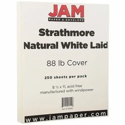 Cheap 🤩 Jam® Strathmore Cover Cardstock JAM Paper Strathmore 80 Lb. Cardstock Paper, 8.5" X 11", Natural White, 250 Sheets/Ream (301015B) 💯