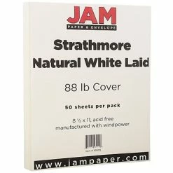Deals 🛒 Jam® Strathmore Cover Cardstock JAM Paper Strathmore 88 Lb. Cardstock Paper, 8.5" X 11", Natural White, 50 Sheets/Pack (301015) 👍