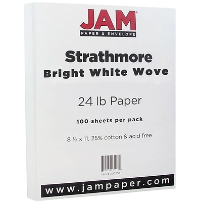 Best reviews of ❤️ Jam® Linen Paper JAM Paper® Strathmore 24lb Paper, 8.5 X 11, Bright White Wove, 100 Sheets/Pack (300220) 🔥