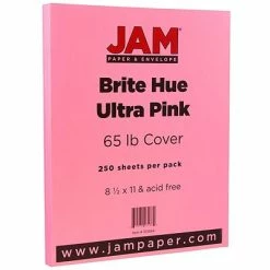Deals 💯 Card Stock JAM Paper 65 Lb. Cardstock Paper, 8.5" X 11", Ultra Pink, 250 Sheets/Ream (103614B) ⭐