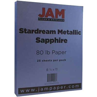 Deals 🥰 JAM Paper Metallic Colored Paper, 32 Lbs., 8.5" X 11", Sapphire Blue Stardream, 25 Sheets/Pack (173SD8511SA120B) 🥰