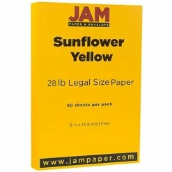 Discount 👏 Jam® Cardstock Paper JAM Paper 80 Lb. Cardstock Paper, 8.5" X 14", Sunflower Yellow, 50 Sheets/Pack (16729352) 🎁
