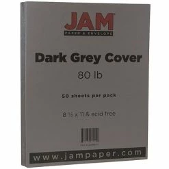 New 🔔 Jam® Texture Cover Cardstock JAM Paper 80 Lb. Cardstock Paper, 8.5" X 11", Dark Gray, 50 Sheets/Pack (26396471) 😉