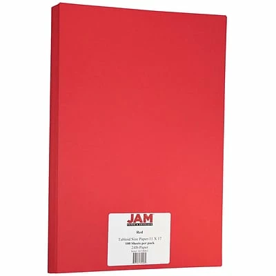 Best Pirce 🔥 JAM Paper® Matte Colored Paper, 24 Lbs., 11" X 17", Red Recycled, 100 Sheets/Pack (16728462) 😉