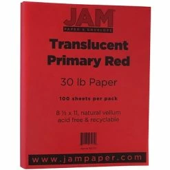 Best reviews of 🌟 JAM Paper Translucent Vellum Colored Paper, 30 Lbs., 8.5" X 11", Primary Red, 100 Sheets/Pack (301773) 😍