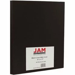 Buy ⭐ Jam® Linen Cover Cardstock JAM Paper 80 Lb. Cardstock Paper, 8.5" X 11", Black, 50 Sheets/Pack (6293359) 😍