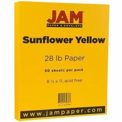 Outlet 💯 JAM Paper Matte Colored Paper, 28 Lbs., 8.5" X 11", Sunflower Yellow, 50 Sheets/Pack (16729198) 🛒