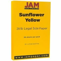 Top 10 😍 JAM Paper Matte Colored Paper, 28 Lbs., 8.5" X 14", Sunflower Yellow, 50 Sheets/Pack (16729346) 👍