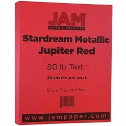 Cheapest 🎉 JAM Paper Metallic Colored Paper, 32 Lbs., 8.5" X 11", Jupiter Red Stardream, 25 Sheets/Pack (173SD8511JU120B) 🌟